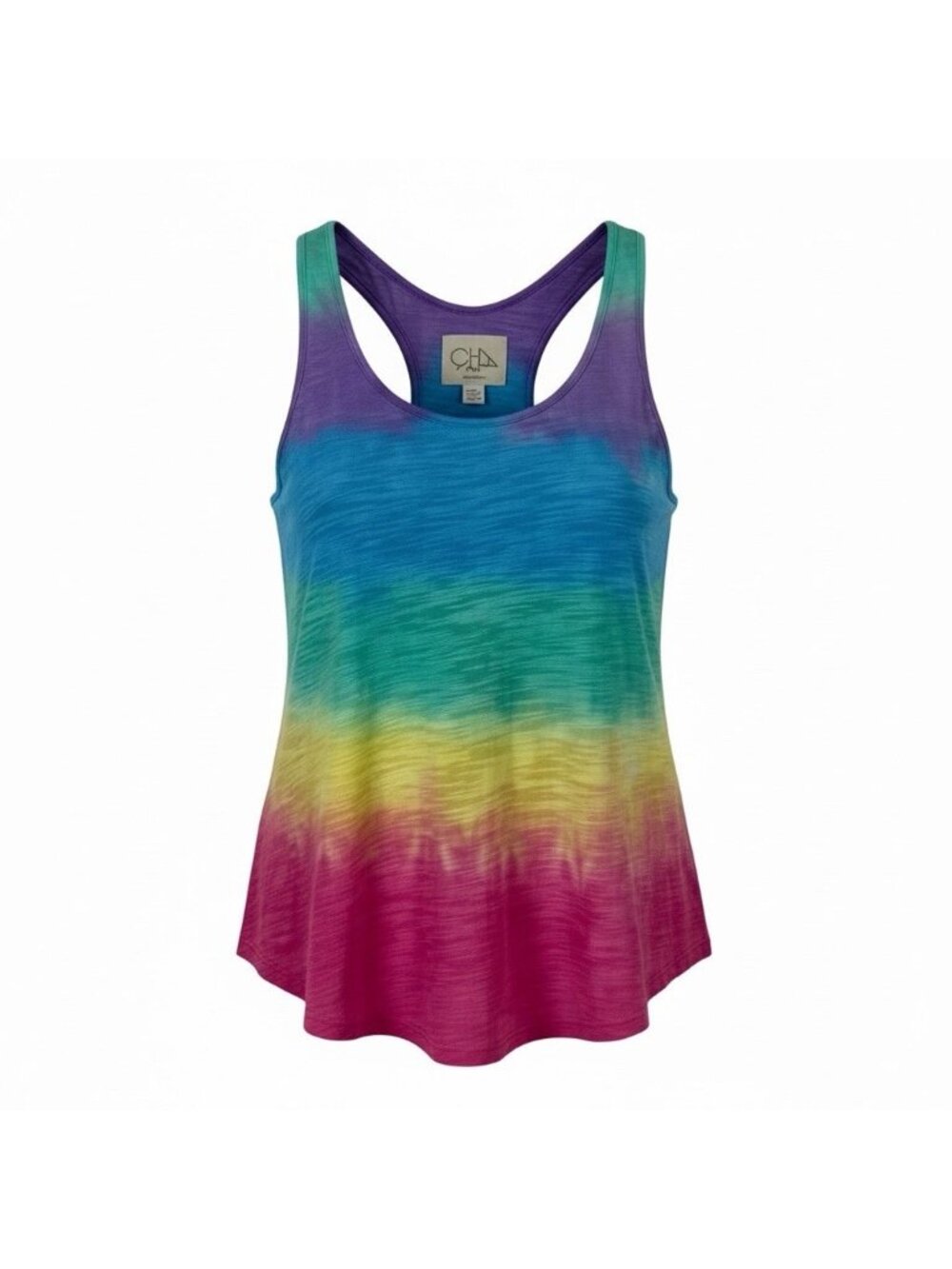 CHASER Tie Dye Tank Top Size Small Cotton Slub Racerback Swing Trapeze Scoopneck